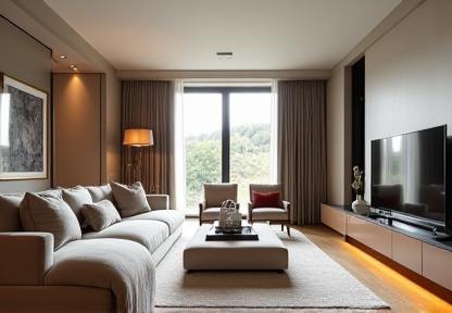 Interior elegante de um apartamento moderno para imobiliária